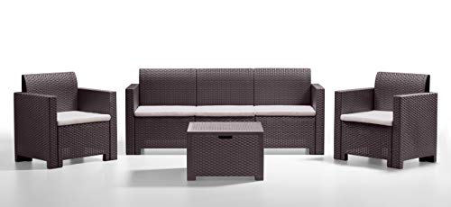 Bica 90683 Set Nebraska Salottino da Giardino con Divano Poltrone e Tavolino Marrone