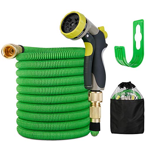 BITIWEND 15M Tubo Estensibile da Giardino in Poliestere Espandibile Fatto in 3 Strati di Lattice Connettori in Rame Puro con da con 8 Funzioni di Spruzzo per Giardinaggio Lavaggio Auto