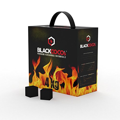 BLACKCOCO 4 KG Carbone Naturale di Prima Qualit per Narghil e BBQ Carbonella al Cocco di alta qualit per Narghil Barbecue Cubo di Carbone per Narghil e BBQ con Lunghi Tempi di Combustione