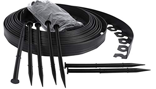 Bordo Flessibile da Giardino Bordo Flessibile per Il Giardino Bordo da Giardino in plastica 4cm di Altezza Nero 10 Metri 30 Chiodi di Fissaggio