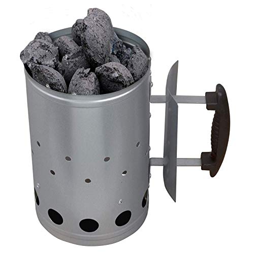 BRUCIATORE DI CARBONE ACCENDITORE STARTER GRILL BARBECUE CARBONE ACCENDITORE ZINCATO
