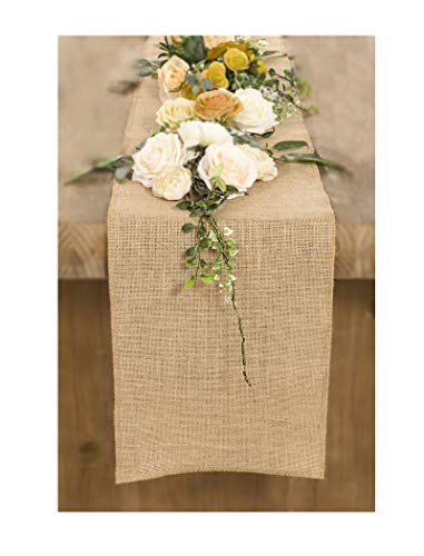 Bwiv 10m Rotolo di Juta Nastro Iuta Runner Tavola Naturale Vintage Artigianato Rustico per Decorazione Matrimonio Bomboniere Fai da Te DIY Craft Vero Colore 30cm X 10m