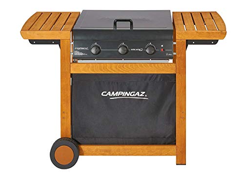 Campingaz Barbecue Gas Adelaide 3 Woody Dual Gas Grill Barbecue a Gas a 3 Bruciatore Potenza di 14 kW Griglie in Acciaio 2 Tavoli a Lato