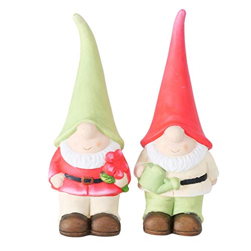 CasaJame Statuetta in terracotta divertente da giardino nani set da 2 colori assortiti altezza 29 cm