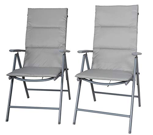 Chicreat set di sedie pieghevoli da campeggio imbottite set da 2 colore argentogrigio