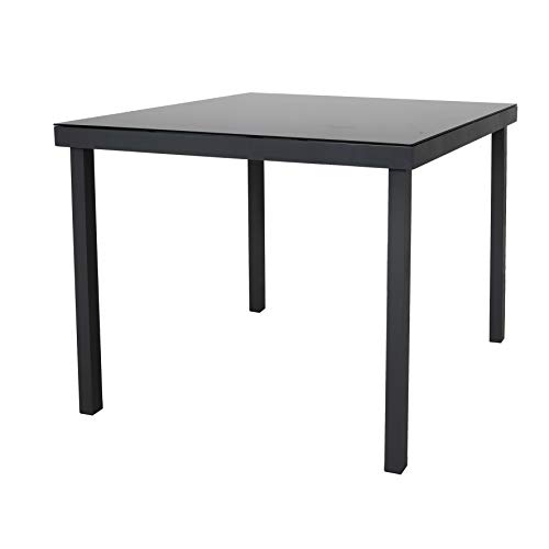 Chicreat tavolo da giardino alluminiovetro grigionero 90 x 90 x 74 cm