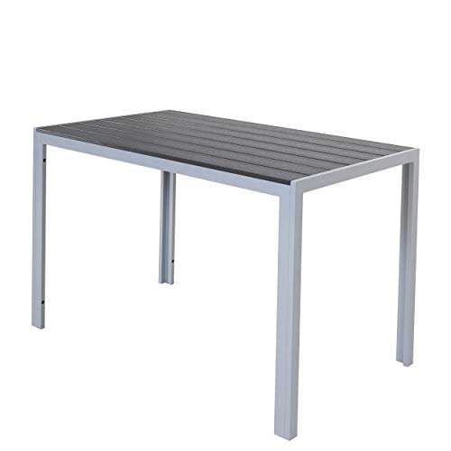 Chicreat Tavolo in alluminio con superficie in polywood 120 x 70 x 75 cm argento e nero