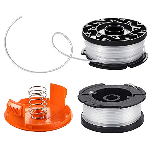 CODIRATO 2 Bobine Filo per Decespugliatore Rocchetti Filo per Ricambio Decespugliatore Filo in Nylon per Tagliabordi Tosaerba con Coperchio Compatibile con Black Decker AF1003ZP165MM9144M