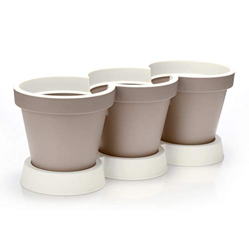 COMFOUR Vaso per erbe in 3 pezzi con piattino  vaso per fiori ed erbe  vaso decorativo per giardino balcone e appartamento 1 pezzo  con sabbia da sottobicchiere