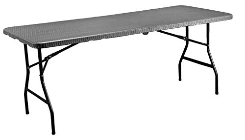 Con P Tavolo Pieghevole Effetto Rattan Plastica Antracite 180x 74x 76cm b46506