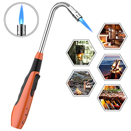 CooAoo Accendigas Jet Flame Accendini Ricaricabile Gas Butano Fiamma Regolabile Accendino Antivento Flessibile Collo per CandelaCaminoCucinaBBQCampeggio Venduto Senza Gas