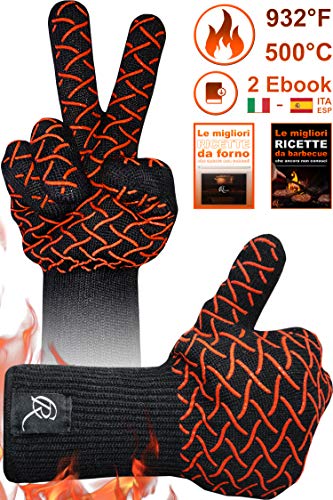 CR Essential Guanti da Forno e per Barbecue in Kevlar Resistenti Fino a 500  Protezione di 12cm sopra al Polso  Antiscivolo e Traspiranti