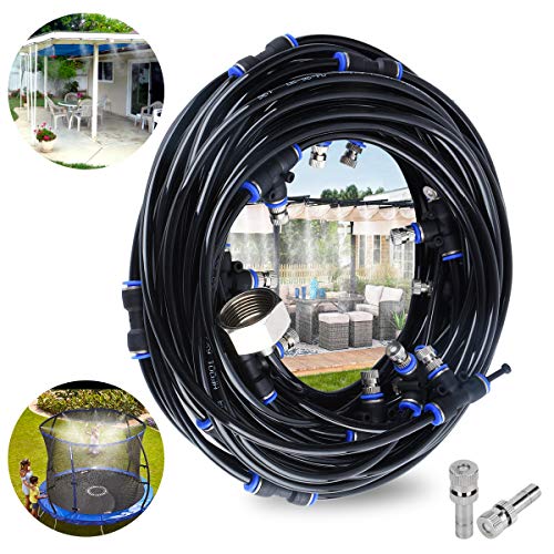 CT Kit di Nebulizzatore da Giardino Esterno Terrazzo Sistema Irrigazione Giardinodi Raffreddamento ad Acqua Regolabile per Ombrellone Gazebo Refrigerio Serra Piscinaecc 18M