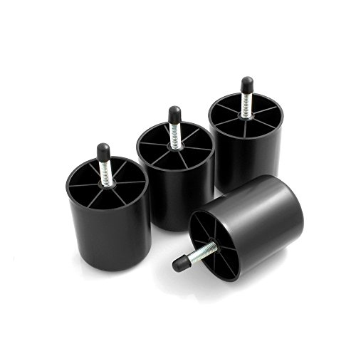 Design61 set di 4 sottopiedi per divano o poltrona plastica nera da avvitare