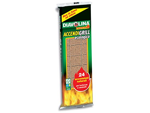 Diavolina  AccendiGrill Ecologico Accensioni Naturali per Barbecue e Caminetti 24 tavolette
