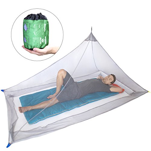 Dimples Excel Mosquito Rete per letto singolo da campeggio 250 fori per quadrato compatta e leggera colore Grigio