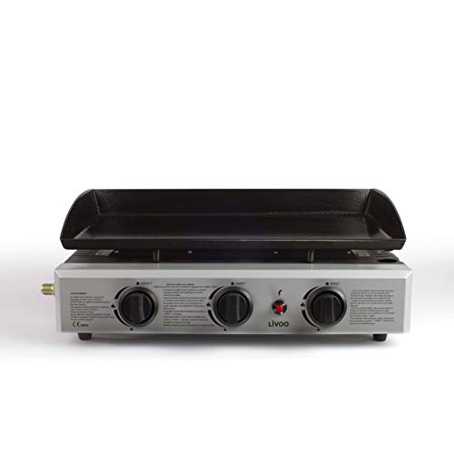 Domoclip DOC105 Grill da Tavolo Gas 7500W Nero Acciaio Inossidabile Barbecue e bistecchiera