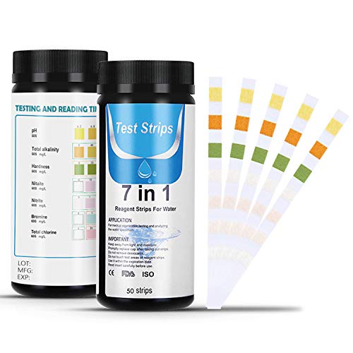 Dustgo 7 in 1 Strisce Acqua Piscina con 50 pcs Cartine Tornasole Tester PH Cloro per qualitativi e semiqualitativi della qualit dellacqua per piscina spa stagni ecc