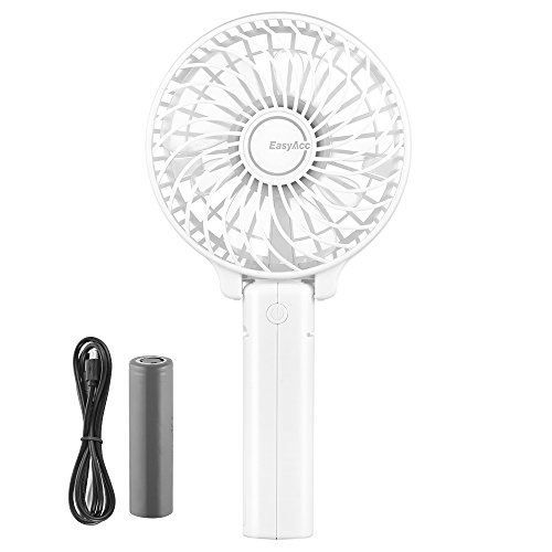 EasyAcc Mini Ventilatore Portatile USB 2600mAh Batteria Ricaricabile Ventole Tavolo Silenzios da Scrivania con Manico Pieghevole 3 velocit 315 Orario Lavoro per Viaggi Casa Esterno UfficioBianco
