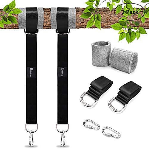 EKKONG Cinghie per Amaca Allaperto Cinghie Amaca Cinghie Pendenti Altalena Albero 150cm con Cuscinetti e Gancio di Protezione Dellalbero Contiene Fino a 1000kg per Amache e Altalene da Campeggio