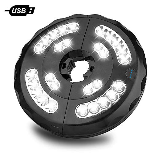 Eletorot Lampada Ombrellone da Giardino USB Ricaricabile 4 Batterie AA Alimentate Giardino Luce con 28 LED 3 Modalit di Illuminazione per Tende da Campeggio Esterne per Molto Tempo