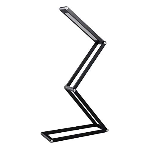 ELZO Lampada da Tavolo LED in Alluminio Luce da Lettura Dimmerabile Lampada da Scrivania Portatile Pieghevole con Cavo USB Testa Girevole Colore Nero