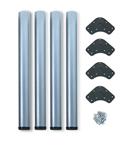 Emuca Gambe regolabili per tavolo 60x710mm kit di 4 piedi per tavolo in acciaio altezza regolabile 710730mm grigio metallizzato