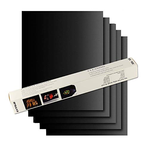 Extsud Set di 5 Tappetini da BBQ Griglia Resistente al Calore Antiaderente Riutilizzabili Tappeto per Griglia a Carbone Forno Forno a Microonde Strumento Cucina per Barbecue Picnic Campeggio