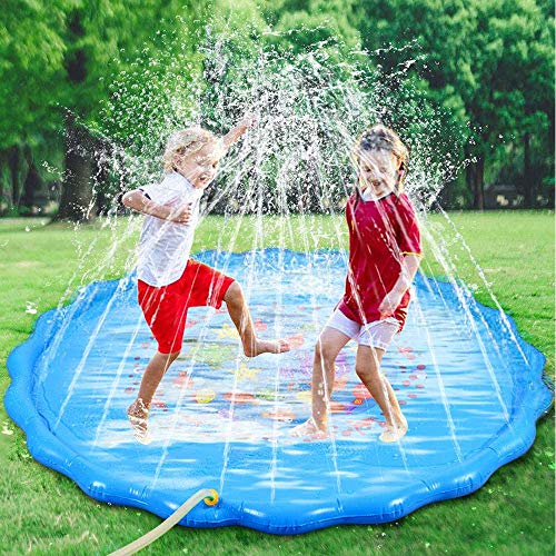 Faburo 170cm67 Tappetino Gioco dAcqua per Bambini Bambini Giochi dAcqua Gioco di Spruzzi dAcqua Tappetino Piscina Gonfiabile Giocattoli per Bambini e Neonati attivit allAperto in Famiglia