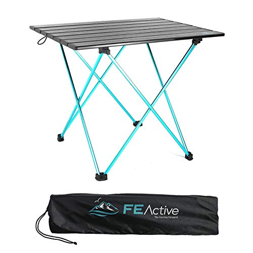 FE Active Tavolo Pieghevole Compatto In alluminio Progettato come Tavolo da Campeggio Portatile Ultraleggero per Spiaggia Escursionismo Campeggio Sport Pesca Giardino Disegnato in California