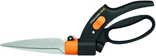 Fiskars Cesoie per erba Lame rotanti Meccanismo antiblocco ServoSystem Lunghezza 32 cm Lame in acciaioImpugnature in plastica NeroArancione GS42 1000589