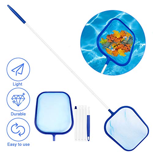 Fixget Rete Pulita per Piscina Piscina Skimmer Foglia Rete atterraggio Pool Net Leaf Skimmer con 47 5Sezione Polo di Alluminio