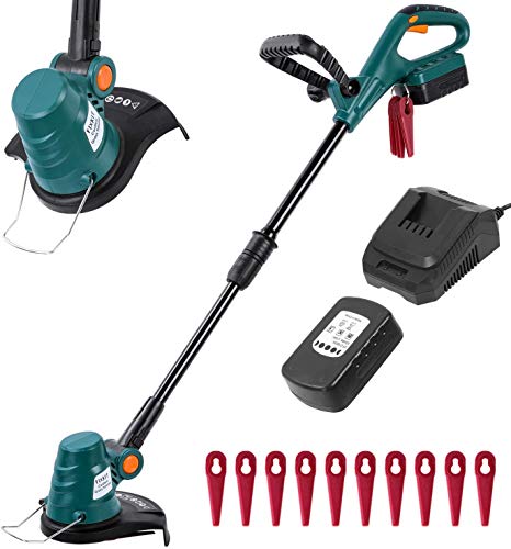 Fixkit Tagliabordi a Batteria Litio 20V 20 Ah Tagliabordi Taglio 23cm 8000 SPM Angolo di Taglio 180 1 Ora Ricarica Rapida con 10 Lame