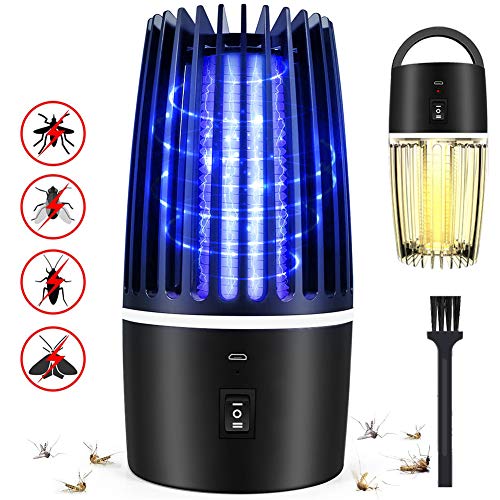Flagicon Zanzariera Elettrica USB Ricaricabile 2 in 1 Lampada Antizanzara Elettrica Trappola per Insetti LED UV Campeggio Lanterna per Casa Cucina Ufficio Giardino Campeggio
