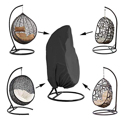 Fodera per Sedia Sospesa 190 x 115 cm Fodera di Protezione per Sedia Sospesa Fodera Antipolvere per Sedia Sospesa  Sedia a Dondolo da Terrazza con Coulisse Nero
