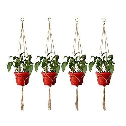 Fodlon 4 Pezzi Vasi Sospesi per Piante Fioriere Sospese in Macrame Appendiabiti Corda per Piante Plant Hangers Macrame Pianta Porta Vasi per Balcone Decorazioni da Giardino InternoEsterno 105cm