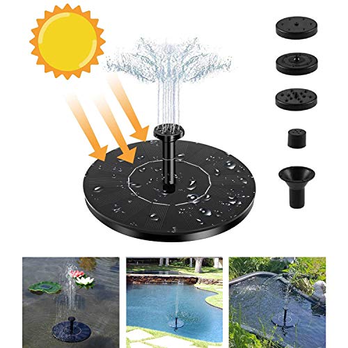 Fontana Solare Pompa ad Acqua Solare Circolare da 14W Fontana Ugelli a Quattro Effetti Fontana Solare per Laghetto Giardini Bagni di Uccelli Acquario Giardini Rocciosi ECC
