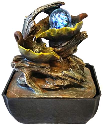 Fontana Zen Feng Shui in Poliresina con LED Luminosi Foglie