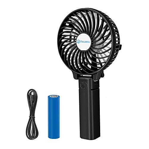 FULLBELL Mini Ventilatore Portatile Mini Ventilatore USB Ricaricabile Ventola a Batteria 2000mAh Ventilatore da Tavolo a 3 velocit Manico Pieghevole per la Casa UfficioEsternoCampeggio Nero