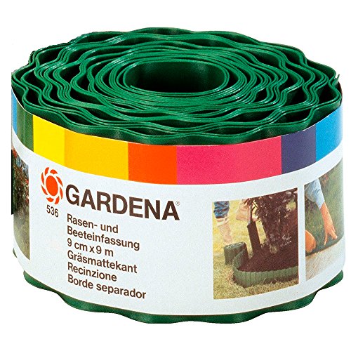 Gardena 53620 Recinzione per Prato Altezza 9 cm Delimitazione Ottima Idonea anche per Aiuole Plastica di Alta Qualit Verde 9 m