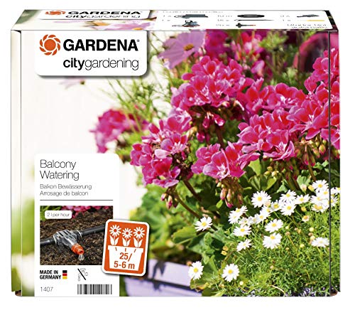 Gardena Citt Giardino Balcone Completamente Automatico Insieme irrigazione per Un Massimo di 6 m di fioriere 13 programmi 14071420 ColoriDesign Assortiti