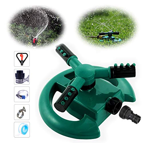 GARDOM Irrigatori da GiardinoLawn Sprinkler Rotazione Automatica a 360con 2 Ugelli Spruzzo di Irrigazione dellAcqua per GiardinoFattoriaCampo Vegetale
