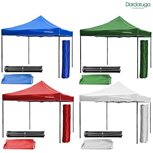 Gazebo da Giardino 3X3 Pieghevole Impermeabile TENDONE per Mercato Feste CENE con Sacca PICCHETTI E Corde Colore Bianco
