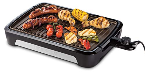 George Foreman Smokeless BBQ Grill 2585056 Niente Fumo per utilizzo in casa Larga Piastra in Acciaio 497 X 335 cm Piastra e Vassoio Lavabili in Lavastoviglie 1350 W Cavo lungo 1M Nero