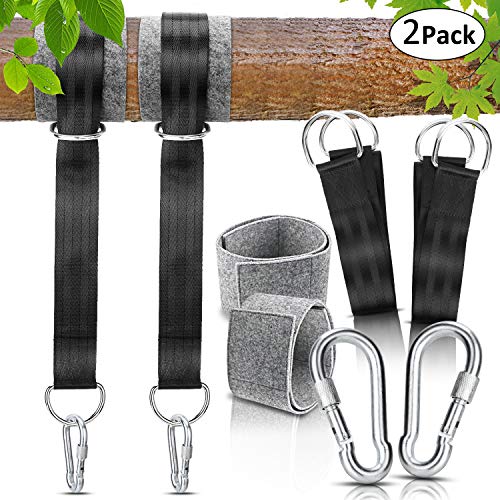 Gifort Cinghie per Amaca Allaperto Cinghie Pendenti Altalena Albero 150cm con Cuscinetti e Gancio di Protezione Dellalbero Contiene Fino a 550kg per Amache e Altalene da Campeggio