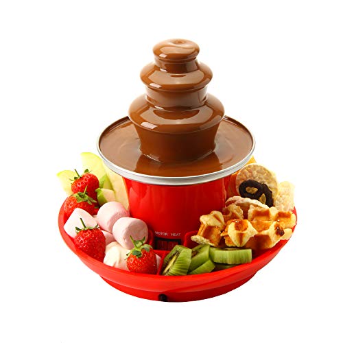 Global Gourmet Fontana di cioccolato Gourmet Mini Fondue Set con vassoio di servizio del partito incluso  elettrico 3Tier macchina con base Hot Melting Pot  Mantenere la funzione di riscaldamento
