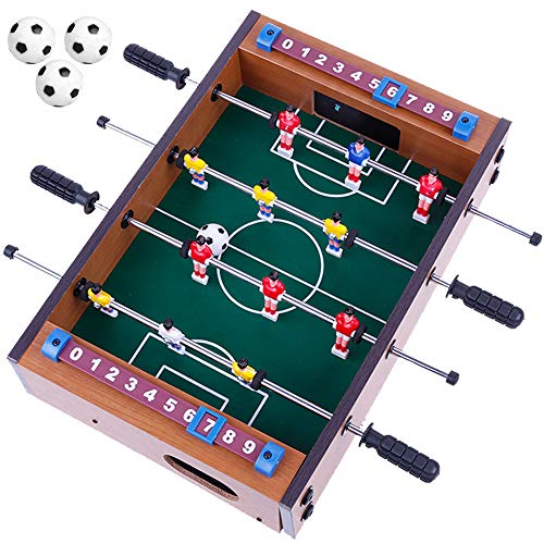 GOLDGE Calcetto da Tavolo Calcetto Multigioco Biliardino Calcio Balilla per Bambini e Adulti con 4 Palloni da Calcio 345238 cm Legno Multicolore