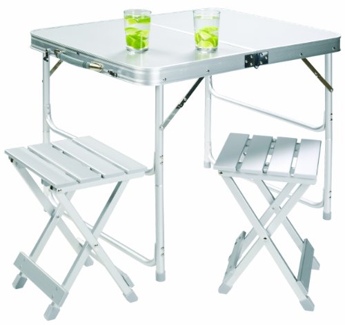 Grand Canyon Alu Table Set for 2 Set tavolo valigia pieghevole in alluminio con 2 sgabelli argento 308006
