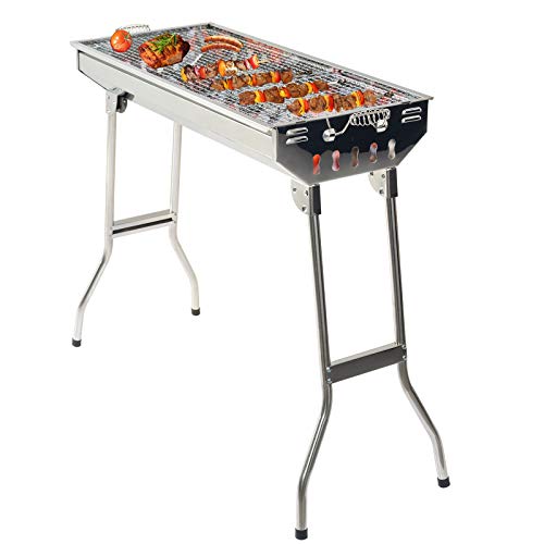 Grandma Shark Griglia per Esterni in Acciaio Inossidabile griglia a Carbone Barbecue per Barbecue allaperto per Barbecue da Tavolo da Giardino Esterno Argento