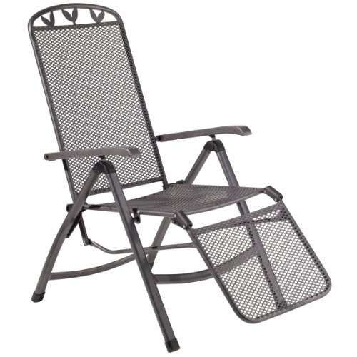 greemotion Toulouse Sedia Sdraio con Poggiapiedi Reclinabile 5 Posizioni Grigio 58x77x109 cm
